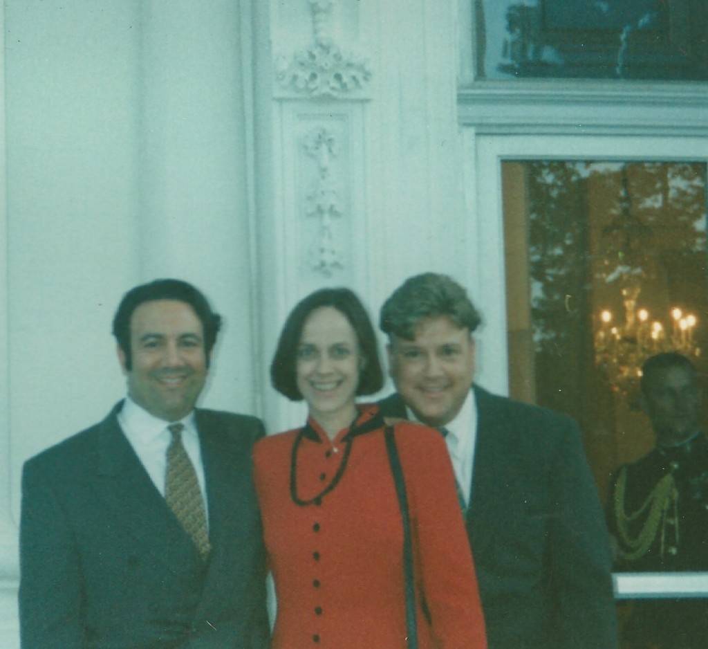 April 28, 1997. Raul E., Eddie P and Ellen McD on the steps of the White House North Portico.