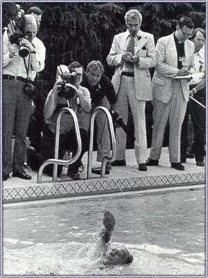 gerald ford does laps for the press white house pool