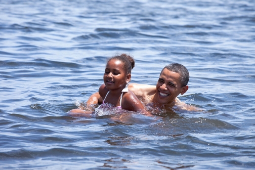 As President, Barack Obama played in the waters off the Gulf Coast, in Panama City, Florida during a summer 2010 vacation there, as a way of proving that the waters there were safe for swimming following the famous oil spill which had taken place there shortly before.