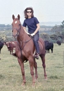Jackie Kennedy riding in the hills of Ireland during her 1967 trip there.