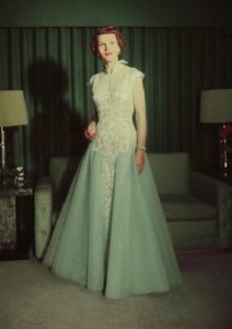 Pat Nixon as Vice President's wife before a St. Patrick's Day event at the Irish Embassy event, 1950s.