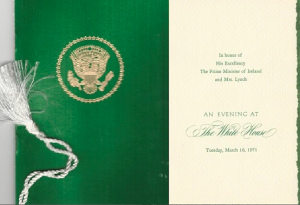 The program from the Nixon White House St. Patrick's Day celebration in 1971.