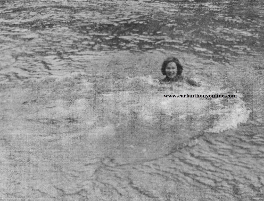 Rosalynn Carter swimming - unexpectedly after being tossed from a watercraft. W