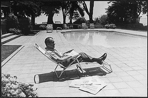 San Clemente Nixon sitting by pool July 9 1971