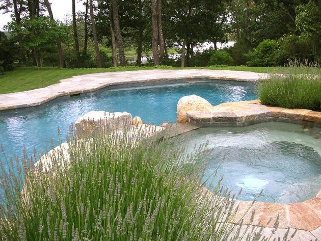 The pool and spa of the Obama "Summer White House," at Blue Heron Farm on Martha's Vineyard, Massachusetts.