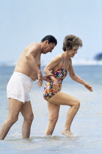 The Reagans after a dip in Hawaii.