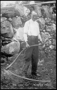 First Father Coolidge working on his Vermont farm. (Boston Public Library)