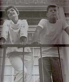 Jackie Kennedy strikes a more winsome pose on the balcony.