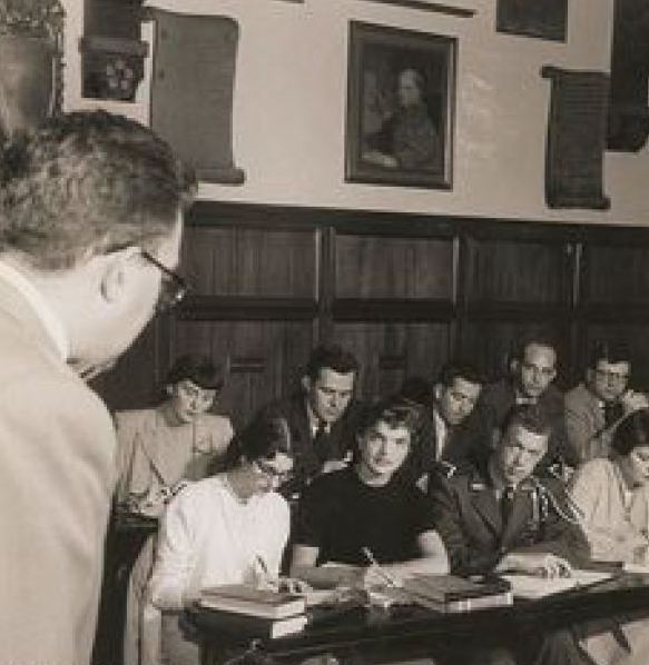 Jackie Kennedy in one of her American history classes.