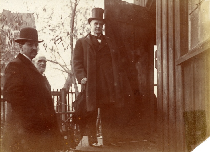 William McKinley arriving at his local Canton, Ohio polling place in 1896, the year he wpm joe first term as President.