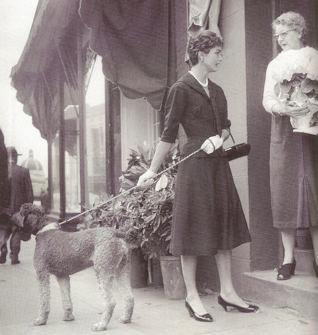 She and Gaullie pause to chat with a shopkeeper.