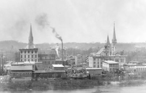 A 1911 view of the Polish area of Grand Rapids, St. Adalbert's Basilica at right, in back. (GR Historical Association)