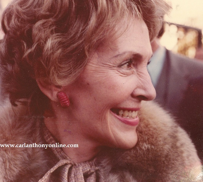 A photograph I took of Nancy Reagan in mid-November 1980, as she exited the White House after a tour of the private rooms with Rosalynn Carter. (carlanthonyonline.com)