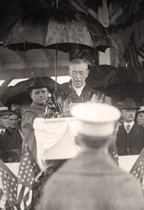 President Woodrow Wilson giving a wartime speech.