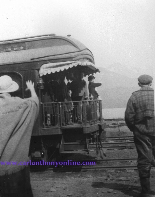 As the presidential train headed towards Fairbanks, it slowed down to let the President acknowledge well-wishers waiting along its path.