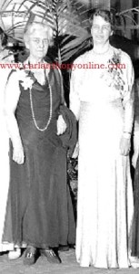 Eleanor Roosevelt with her predecessor Frances Cleveland, fifty years after the White House bride had become First Lady.