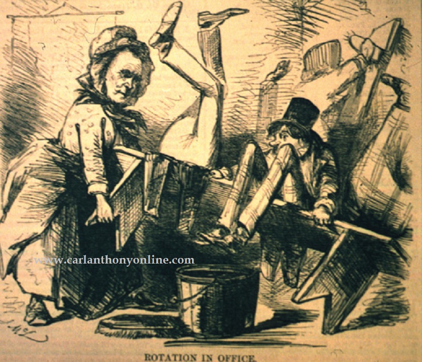 Even before he did anything as President, Buchanan was consistently satirized as a woman, albeit a strong-abled one unlike the weak, vacillating one at the end of his term.