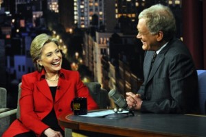 Hillary Clinton gags it up with Letterman.