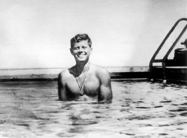 Jack Kennedy in his family's Palm Beach swimming pool, 1940s.