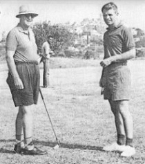 Joe Kennedy with his son Bobby on the golf course.
