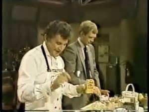Liberace and Letterman cooking up eggs.