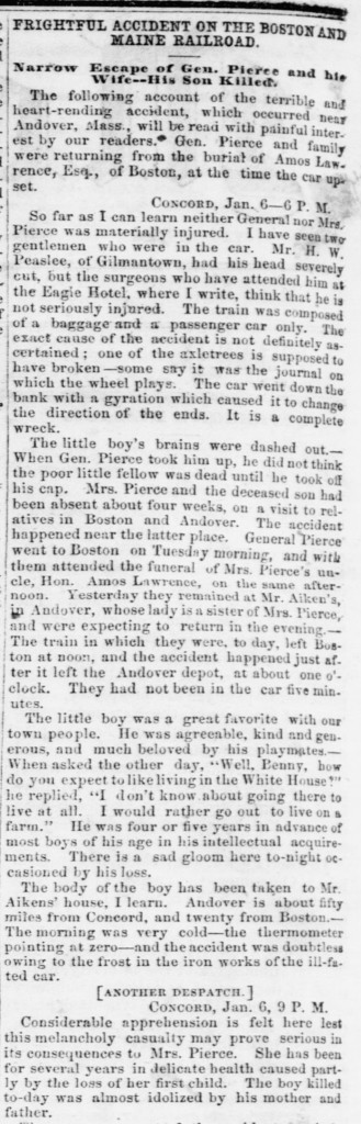 Accounts of the 1853 Andover Train Accident.