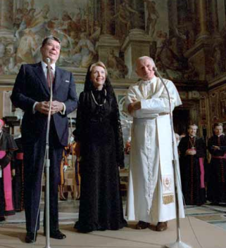 In June of 1982, Nancy Reagan first met Pope John Paul II with the President.