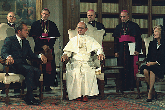 The Nixons with Pope Paul in 1970. It was not widely known at the time, and likely not to the Pope, that Pat Nixon's father had been a Catholic. (Corbis)
