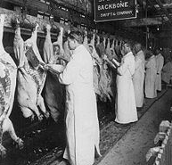 Polish immigrants working the Chicago meatpacking industry.