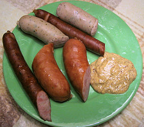 A variety of Polish kielbasa.