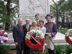 Ceremonial wreath-laying in Savannah, honoring Pulaski on his March birthday at the site of his demise.