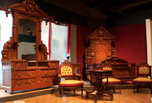 A recreation of the Grand Rapids furniture display at the 1876 Centennial which led to the city's reputation as a national furniture manufacturer.