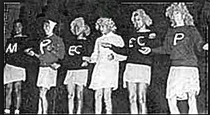 In 1963, future President George W. Bush, standing at center in white skirt, led his fellow male Philips Academy Andover cheerleaders in a drag skit mocking rival schools.