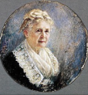 A portrait of the elderly Lucretia Garfield.