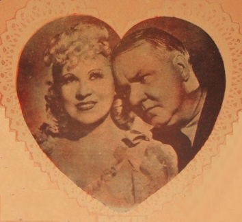 A promotional Valentine heart for the Mae West and W.C. Fields film My Little Chickadee.