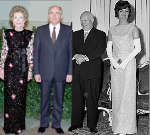 Two American First Ladies with two Soviet leaders
