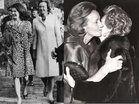Jackie Kennedy with Katharine Graham (left) and Nancy Reagan with her. (right).