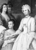 Abigail Adams, (left) depicted as Vice President's wife in an engraving of a reception, was a friend and close observer of her predecessor Martha Washington.