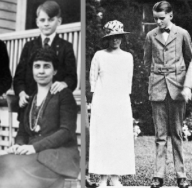 Grace Coolidge and her son Cal at home in 1920 (left) and at the White House in 1924. (Boston Public Library, LC)