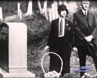 Calvin and Grace Coolidge at their son's gravesite. (LC)