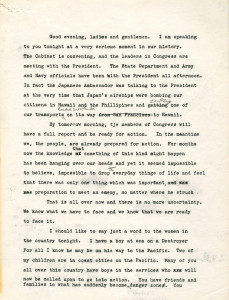 The text of Mrs. Roosevelt's Pearl Harbor Day speech.