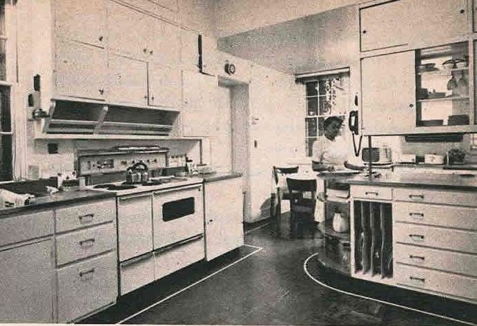 The Kennedy kitchen - where Jackie made no claim to culinary abilities. When dating Jack, however, she was known to flip burgers and hot dogs just fine.