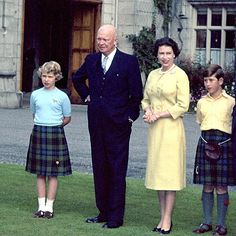 Among the many world leaders Eisenhower knew well from his years as a U.S. General and through his presidency was Queen Elizabeth, seen here with him and her children Anne and Charles.