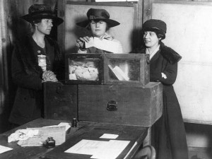 Women casting their first ballots in 1920.