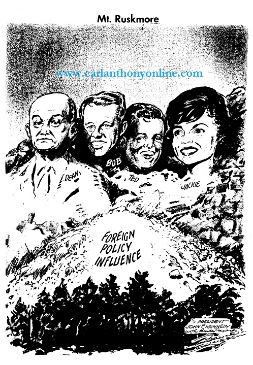 After both of the President's brothers made policy-related goodwill foreign trips, Jackie Kennedy's own trips - which were part of a State Department strategy to win non-aligned nations to American loyalty by "attraction" rather than military threat, were also credited for popularizing the Administration.