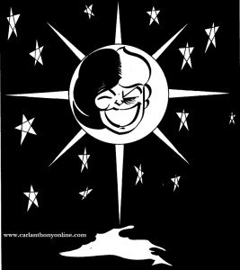 As 1963 proceeded, her global fame was such that, as this cartoon suggests, the sun rose and set on Jackie as part of the Kennedy team with Jack.