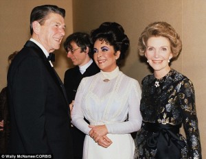 The Reagans visit Liz backstage. 