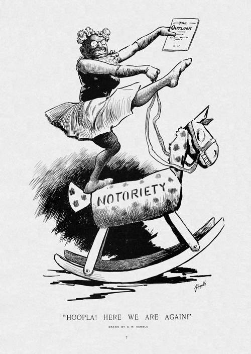 Being a regular contributor to the national magazine "Outlook," apparently not giving former President Theodore Roosevelt the attention he needed, he shows up as a circus performer girl, ready to run for President again in 1912.