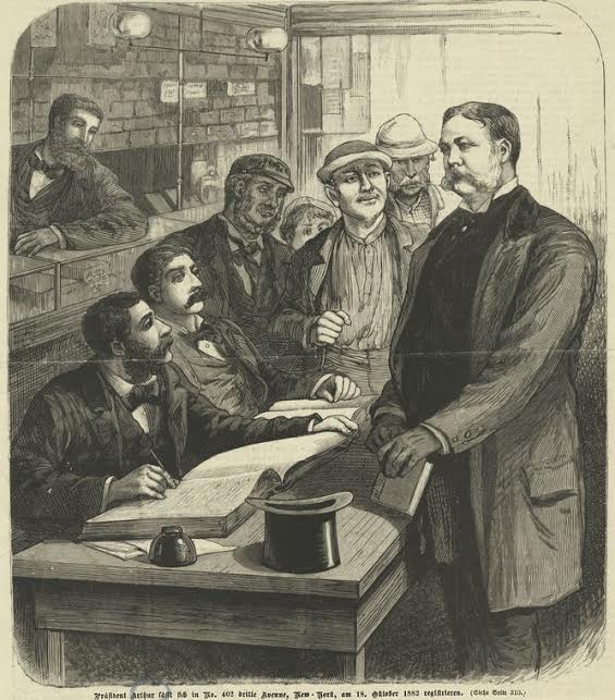 Chester Arthur was depicted as voting in what is apparently the only pre-photo era image made of a President in the act.