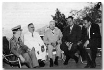 Truman with aides just prior to their early 1948 visit to the Virgin Island, Puerto Rico and Cuba. (HSTL)